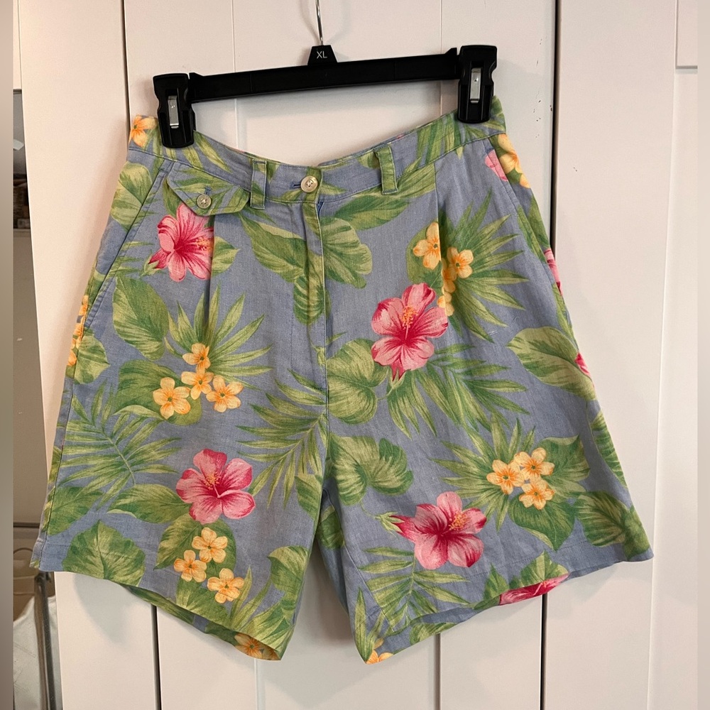 Vintage Ralph Lauren Tropical Floral Linen Chino Shorts Size 4